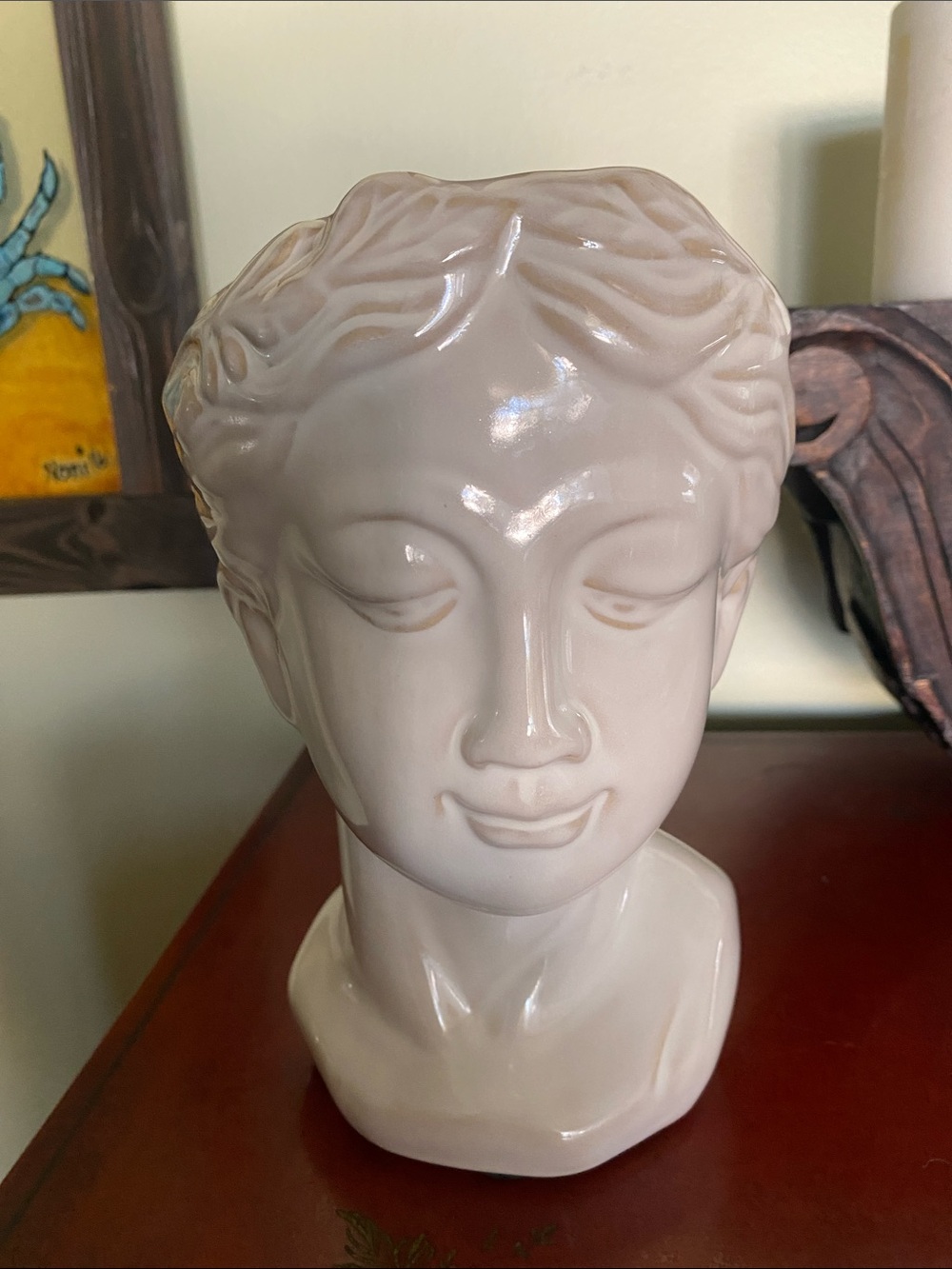 Ceramic Bust Planter glazed woman pot